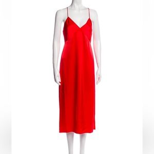Alice and Olivia Red Silk Midi Dress